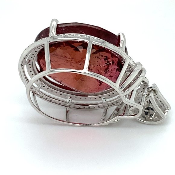 Rubellite 32.00ct Diamonds Solid 18K Gold Pendant - Picture 5 of 7